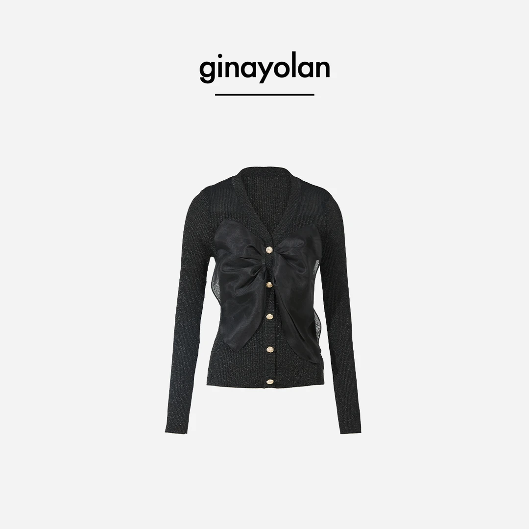 GINAYOLAN/瑾颜 蝶恋花 【意大利进口水晶纱线】蝴蝶装饰针织套头
