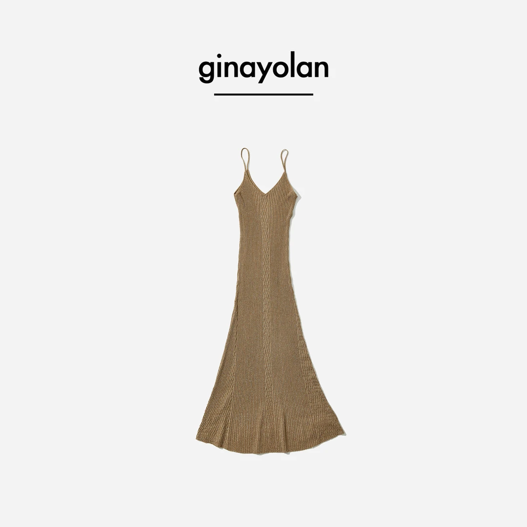 GINAYOLAN/瑾颜【重磅】意大利进口水晶纱显瘦优雅时尚针织长裙