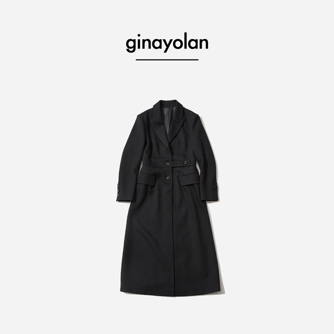 GINAYOLAN/瑾颜【设计师系列】意大利进口奢侈面料修身秋冬长款风衣