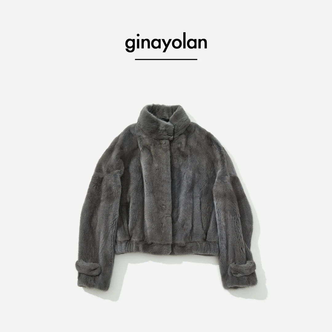GINAYOLAN/瑾颜【奢系列】可追溯哥本哈根紫标水貂立领外套
