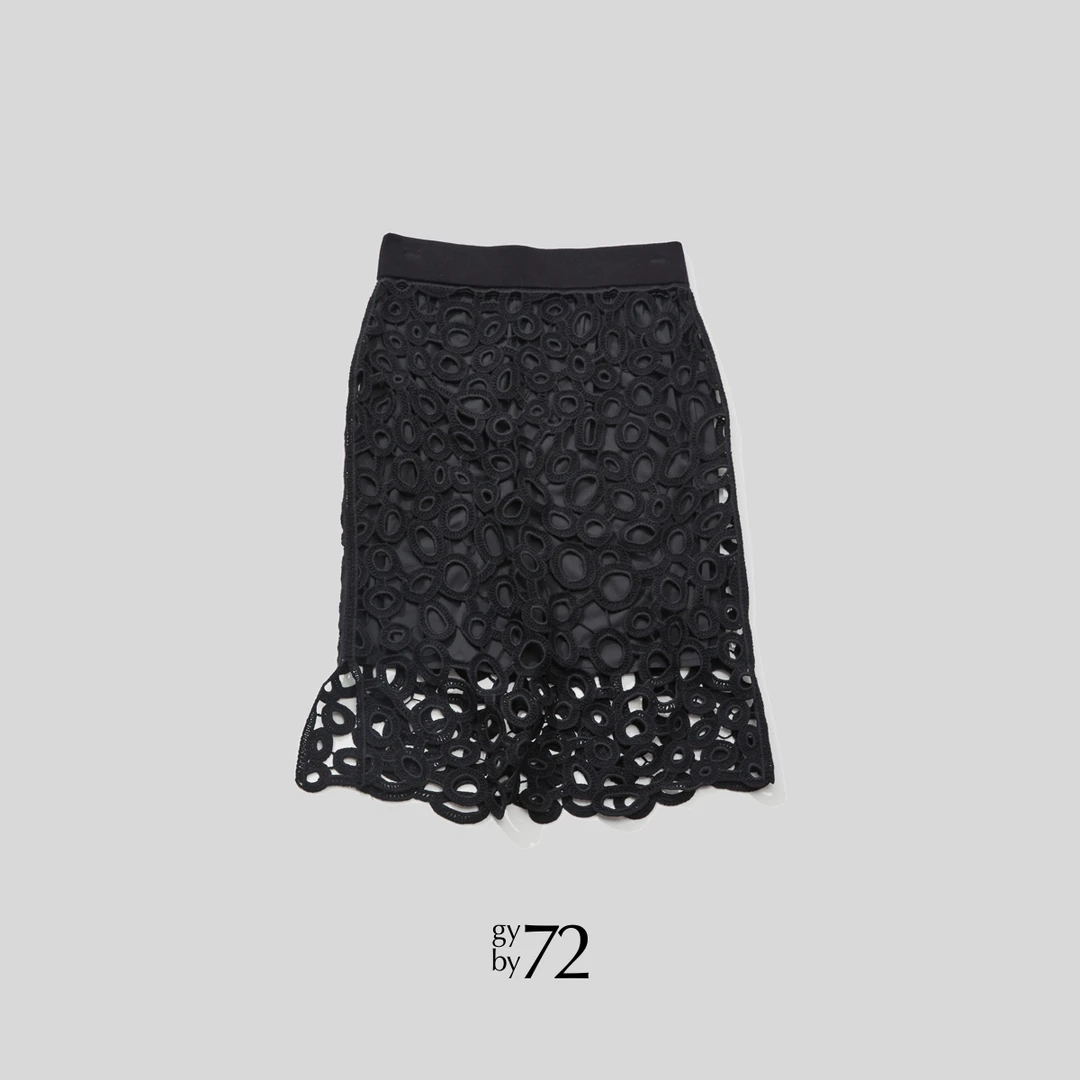 gy by 72/ 镂空肌理烂花小众设计奢华面料针织显瘦半身裙女
