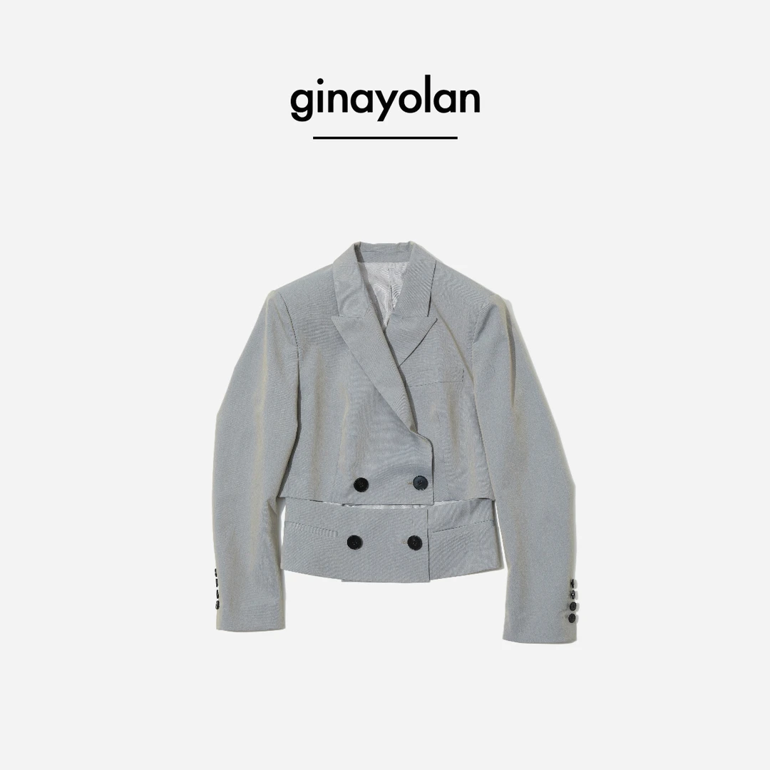 GINAYOLAN/瑾颜【私服定制】原创设计显瘦酷帅时尚灰色气质西装外套