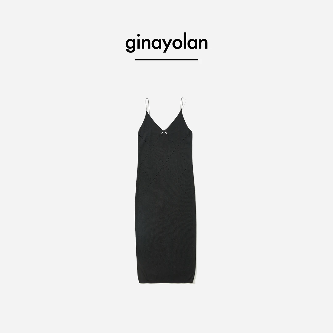GINAYOLAN/瑾颜【设计师系列】意大利进口面料时尚针织气质吊带长裙