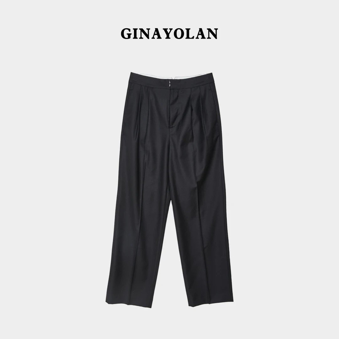 GINAYOLAN/瑾颜 | 时尚轻奢百搭简约休闲职业经典版黑色西装裤