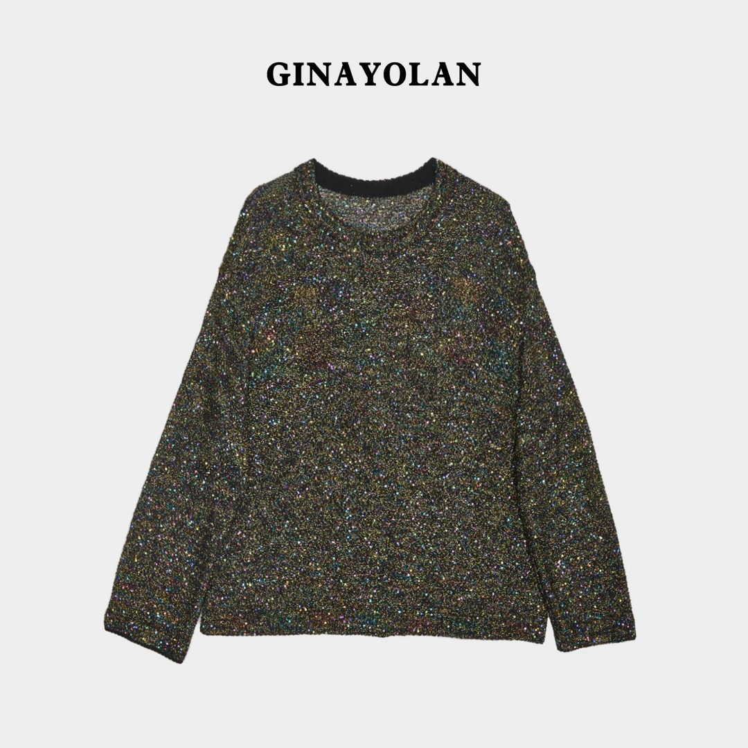 GINAYOLAN/ 瑾颜【重磅色彩】原创设计奢华长袖针织衫时尚休闲百搭