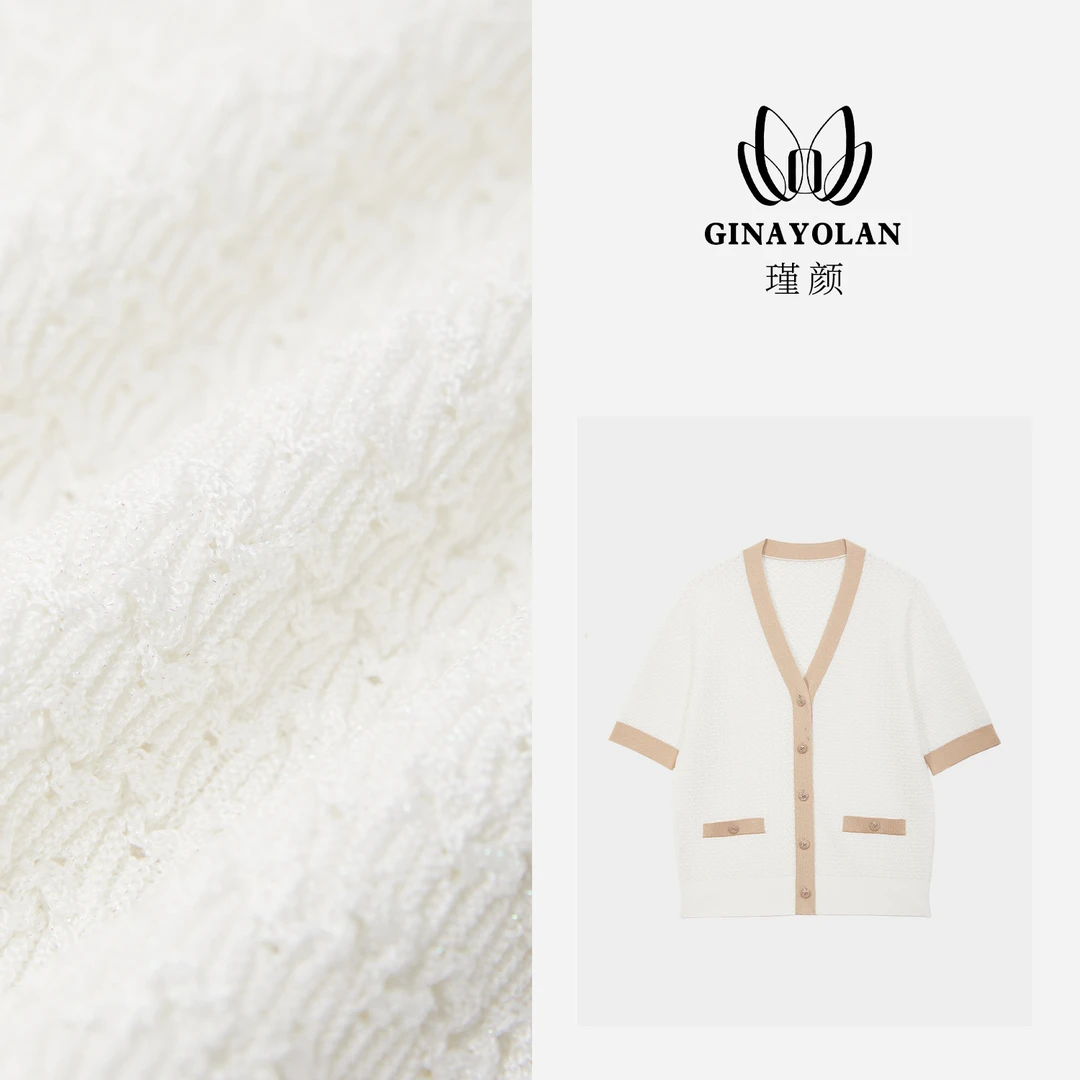 GINAYOLAN/瑾颜【重磅小尾巴】奢华面料细腻春夏细腻针织开衫