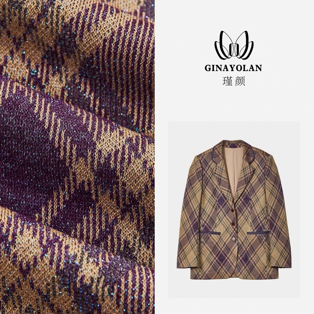 GINAYOLAN/瑾颜【设计师系列】原创设计菱形格撞色西装外套/短外套