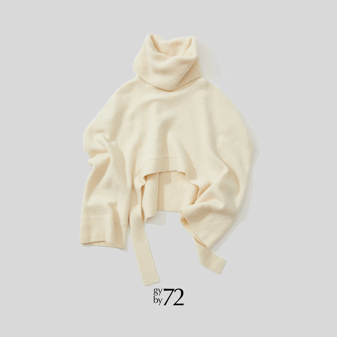 gy by 72/原创设计意大利进口面料气质秋冬高领针织宽松斗篷