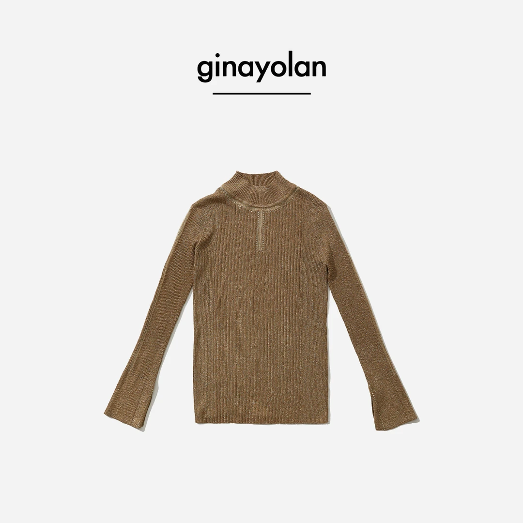 GINAYOLAN/瑾颜【金粉世家】意大利奢华亮闪水晶纱烫钻优雅针织衫