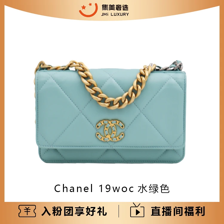 99新 Chanel/香奈儿 Chanel 19woc水绿色时尚包/JM5753