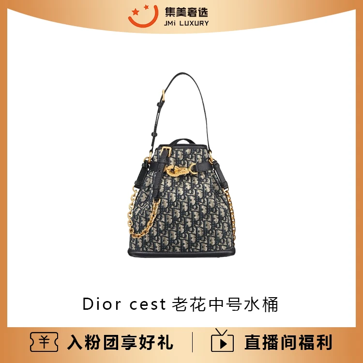99新 DIOR/迪奥 Dior cest老花中号水桶时尚百搭包/24500/JM6060