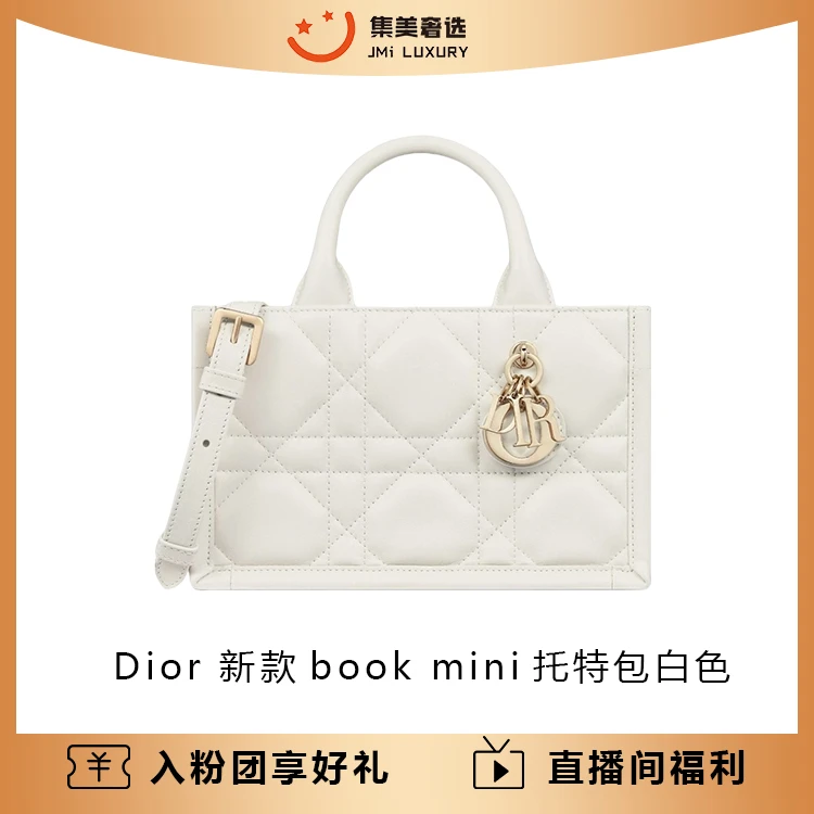 99新 DIOR/迪奥 新款book mini托特包白色百搭时尚包/AM0101