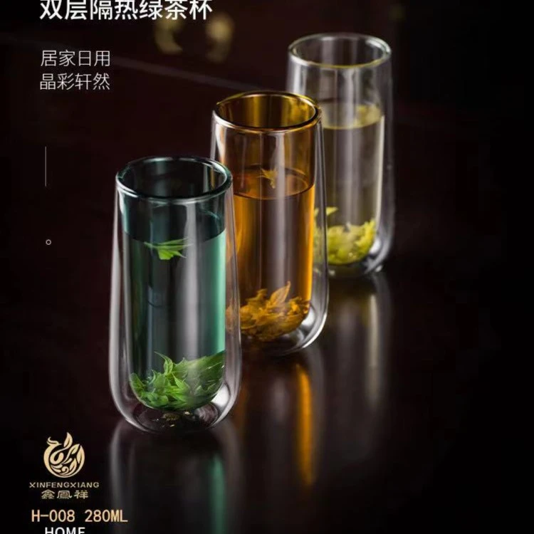 高硼硅双层玻璃水杯办公室绿茶杯耐热牛奶杯家用水杯喝水杯