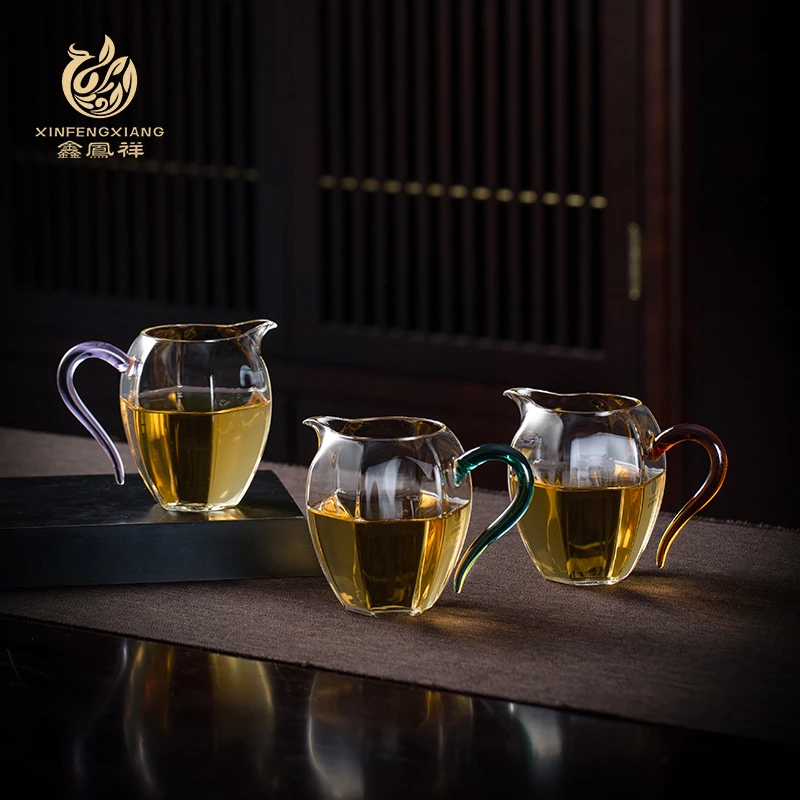 晶钻公道杯高档耐热玻璃手工分茶器透明大号茶道茶海茶具