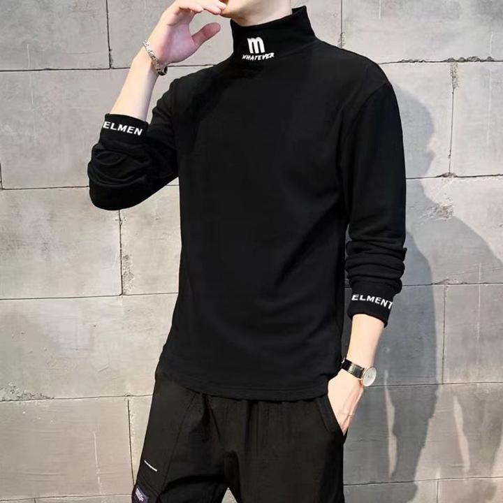 半高领德绒打底衫男士春秋冬季小衫长袖T恤2024新款秋装上衣爆款