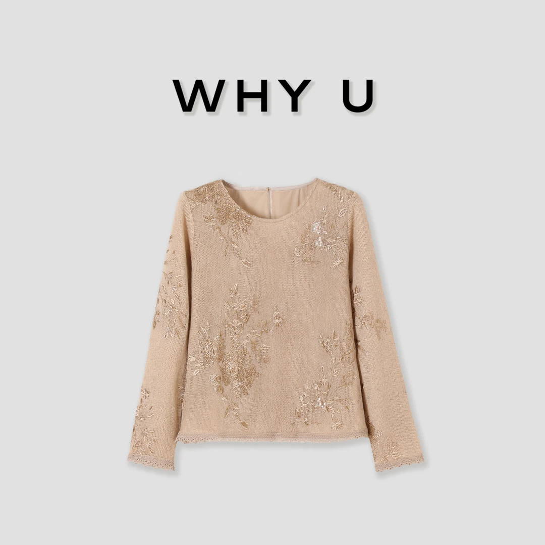 【湘雨】重工绣花针织衫气质时尚上衣