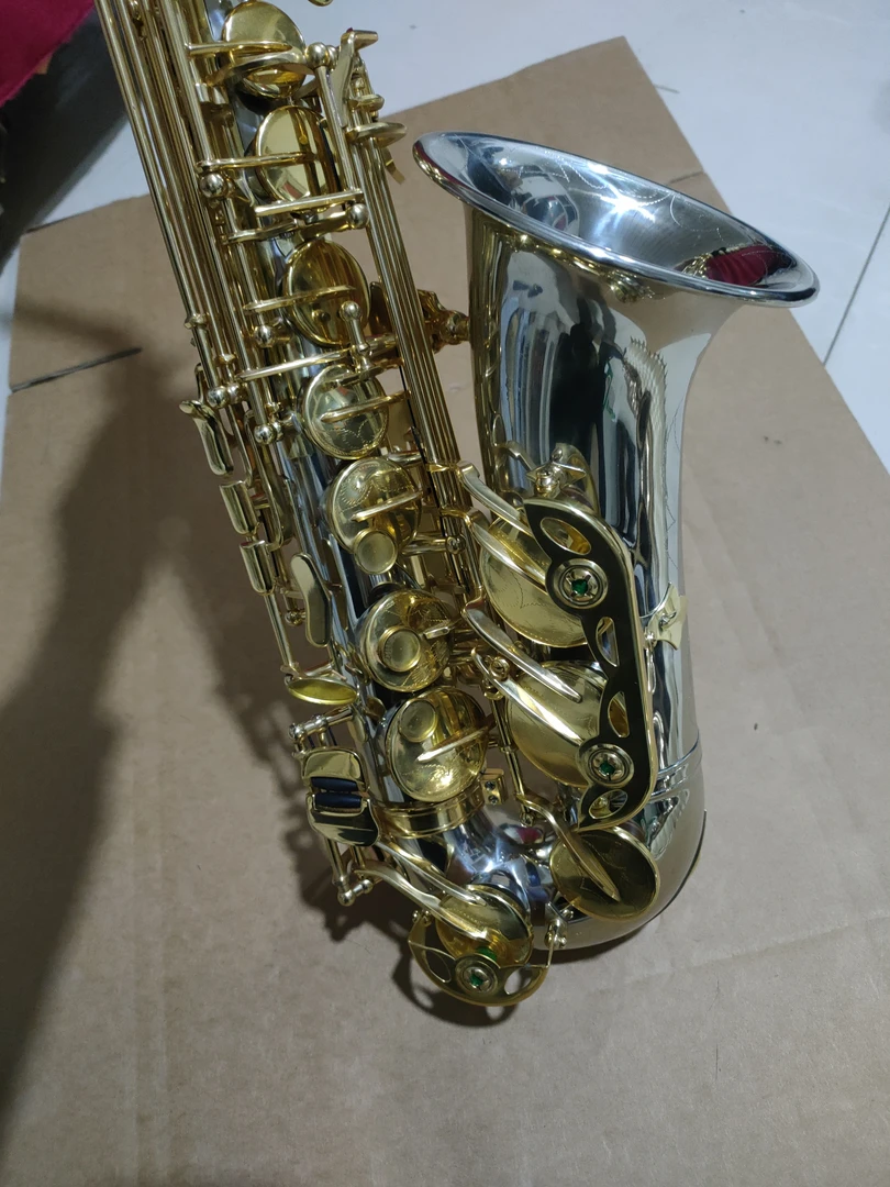 白铜中音萨克斯降e调演奏级白铜材质双劲加固大喇叭口