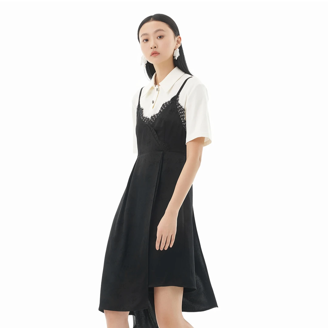 Jsister 2024夏装新款 JS女装时尚洋气别致黑白连衣裙 S324111438