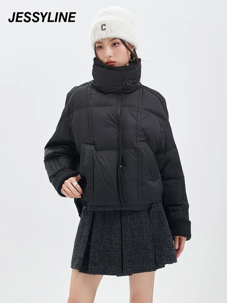 jessyline秋冬新品 杰茜莱时尚高立领保暖白鸭绒羽绒服 345208458