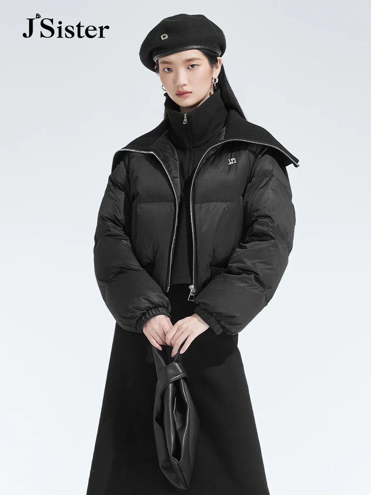 Jsister 秋冬新款 JS女装时尚黑色短款纯色保暖羽绒服 S343108127