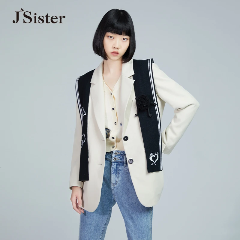 Jsister 秋冬新款 JS女装时尚杏色披肩设计感外套通勤 S231107025