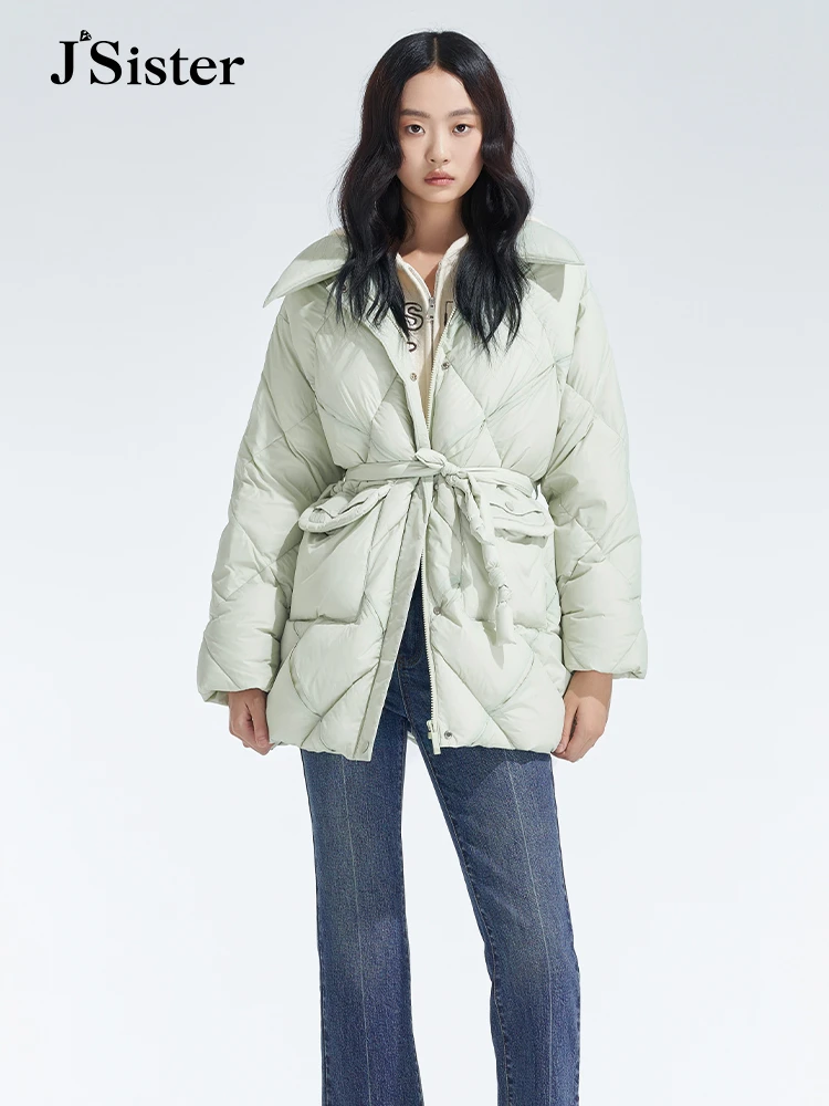 Jsister 秋冬新款 JS女装时尚浅绿直筒流行保暖羽绒服 S344208406