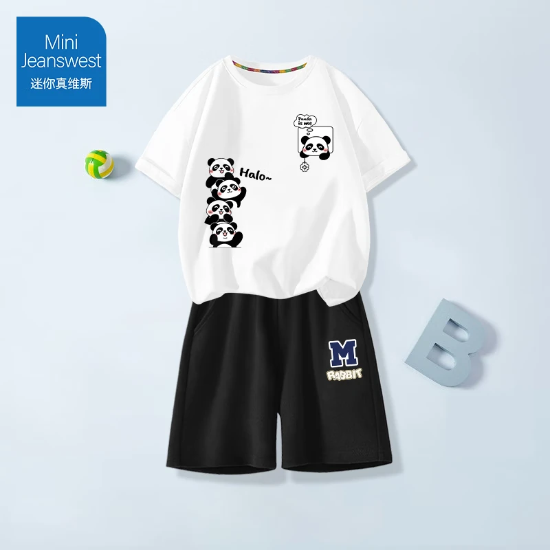 迷你真维斯儿童套装夏季男童薄款短袖t恤纯棉透气短裤休闲两件套