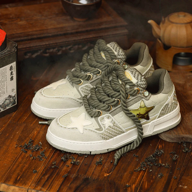 西湖龙井星星鞋板鞋2023新款百搭男鞋女情侣鞋子低帮高档原创潮鞋