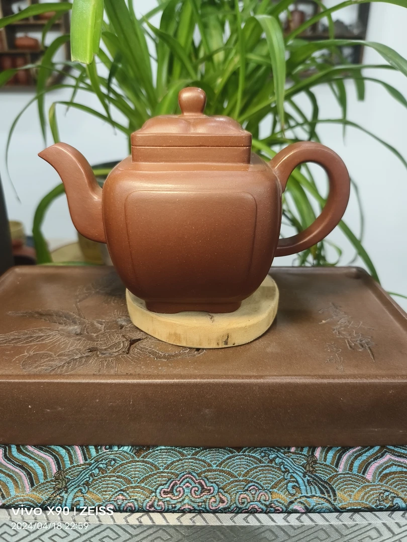 贵云紫砂四方得奎400CC原矿底糟青全手工制作高端茶具