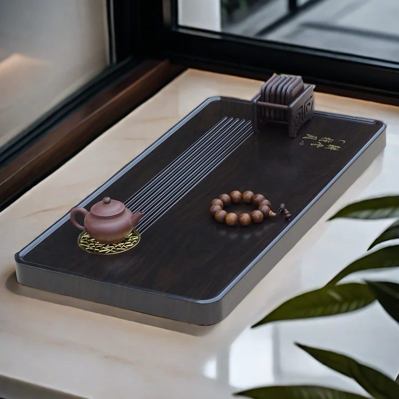 新款实木茶盘家用简约客厅现代长方形茶台仿原木黑檀花梨排水茶具