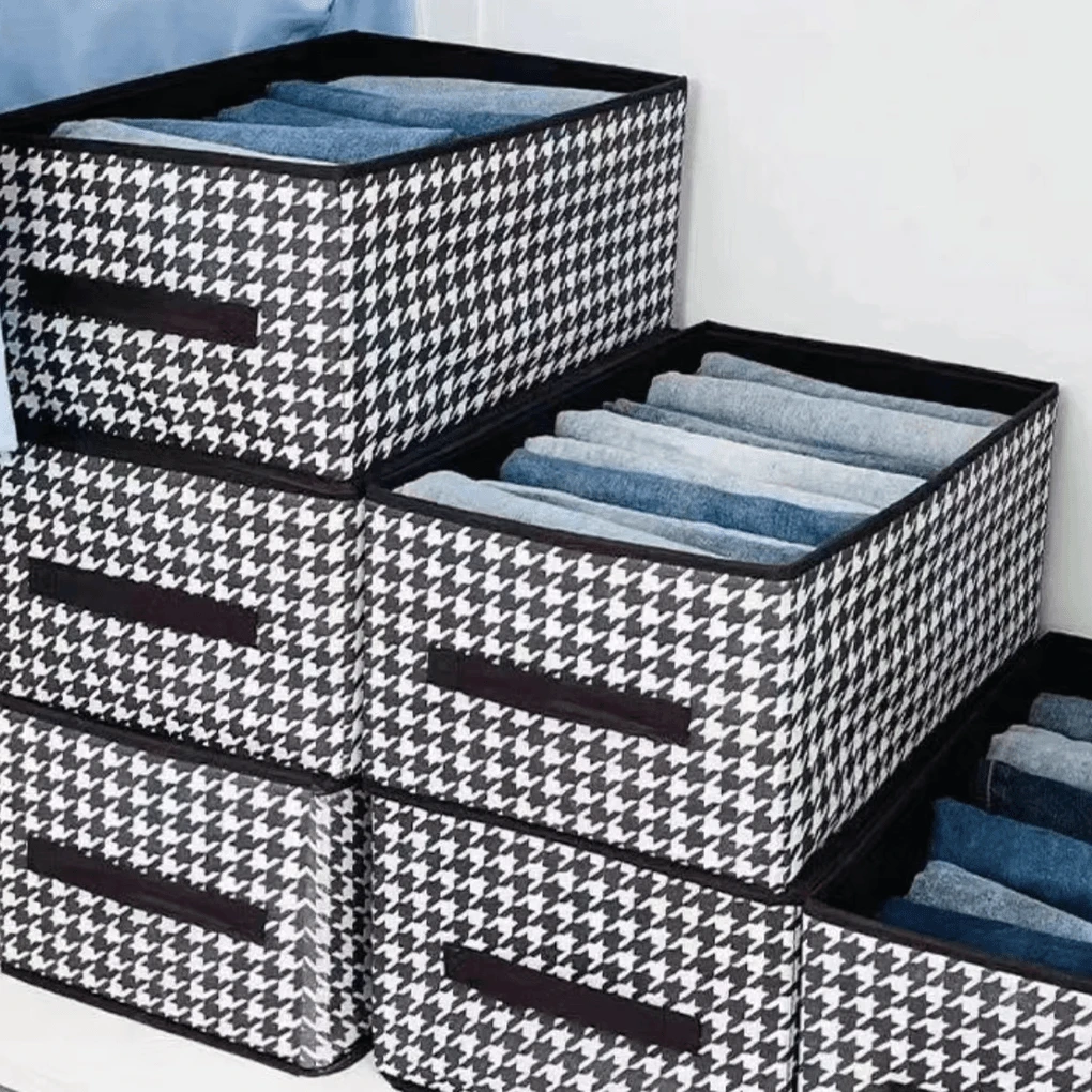 【13.9到手5个】千鸟格收纳筐大容量可折叠文件收纳盒储物防潮家用