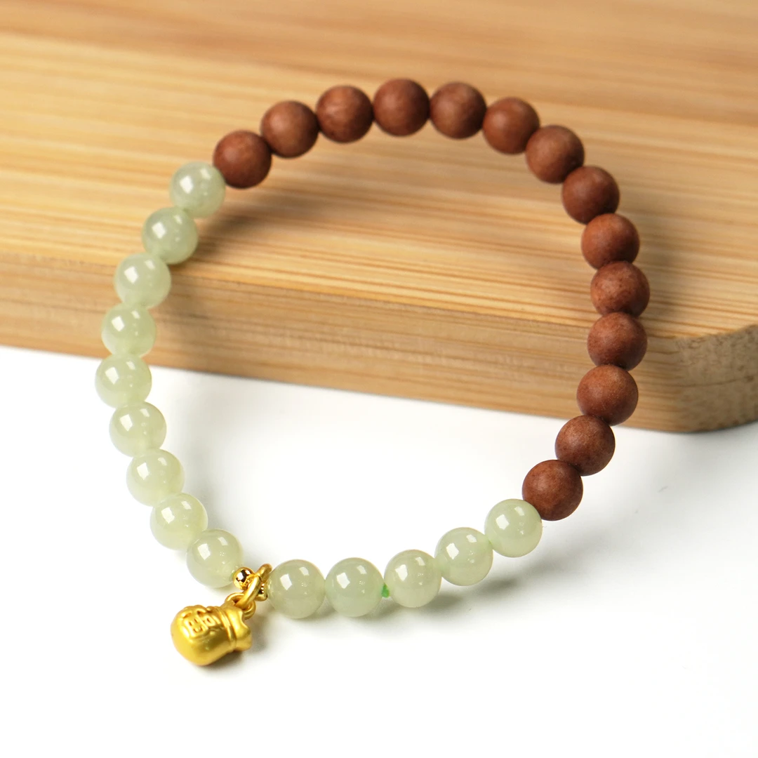 A2188天然和田玉6mm手串天然颜色微差多样性发货