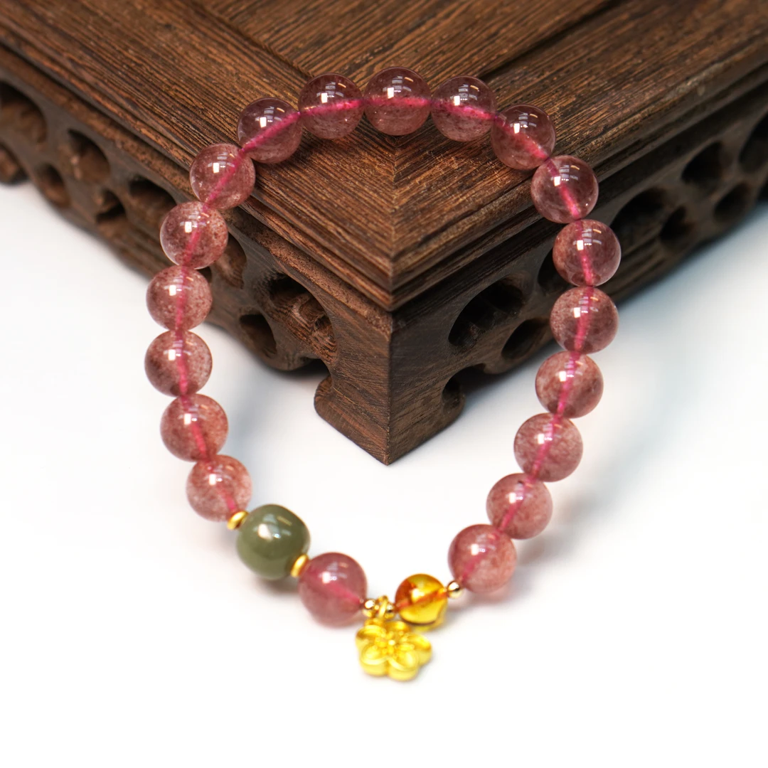 A2043天然草莓晶单圈女士手串搭配手链颜色微差多样性发货