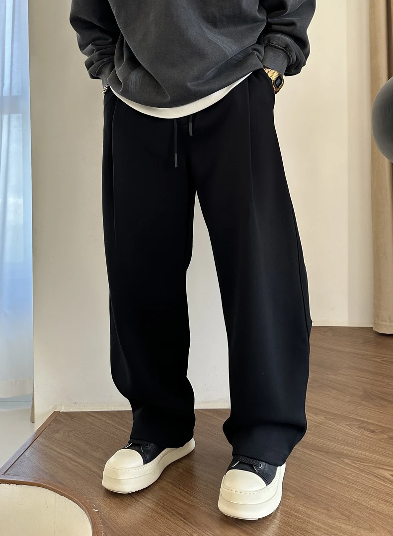 CHUJIE秋冬新款男士宽松弯刀卫裤潮流简约休闲阔腿裤