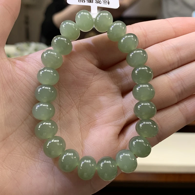 天然和田玉湖水蓝手串H80算盘珠青海料多样性发其一