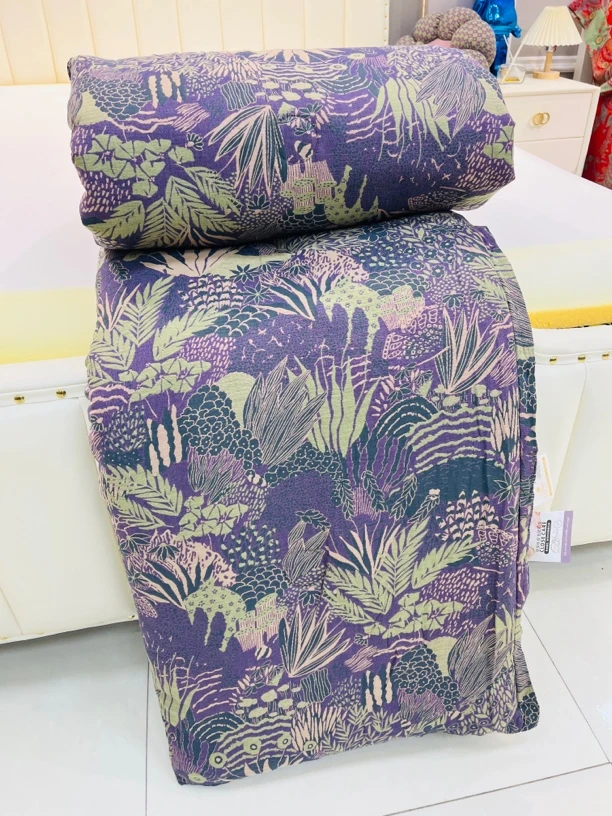 【热带雨林紫色】五斤半2.0*2.3米纯棉色织双层纱母婴A类