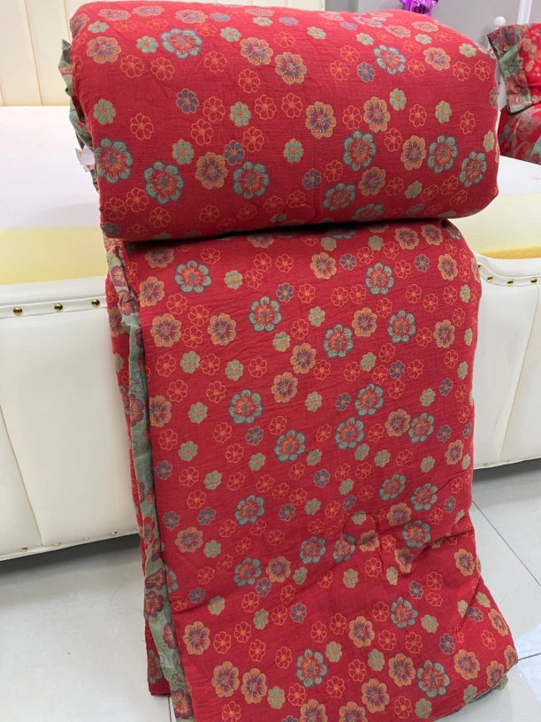 【锦上添花】2.0*2.3米纯棉加厚色织提花双层纱春秋大豆被