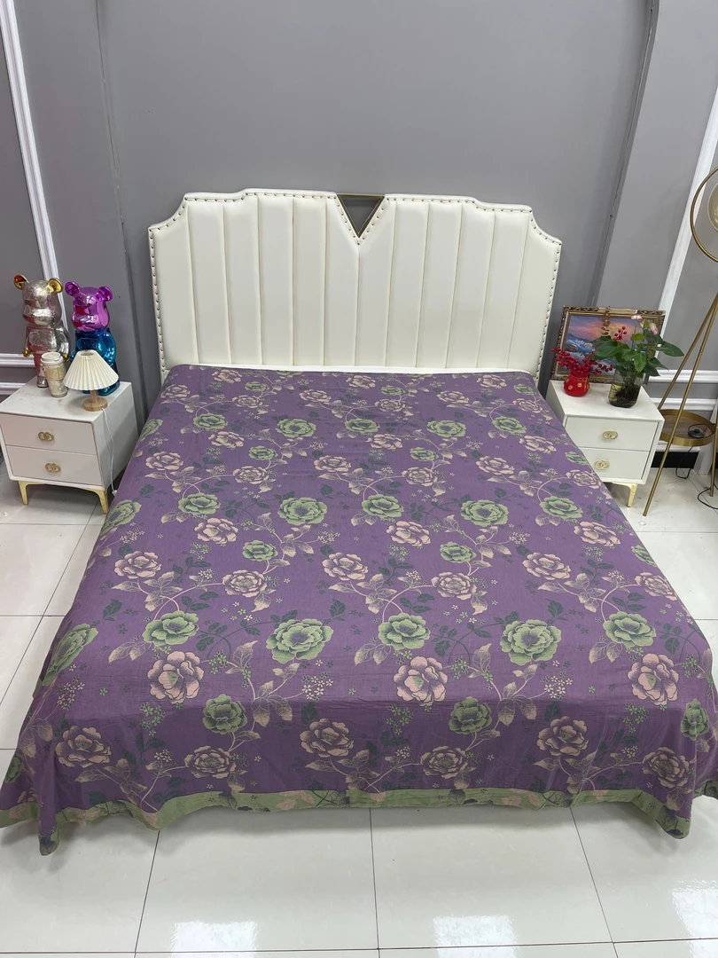 【紫气东来床单】纯棉色织有氧双层纱圆角边