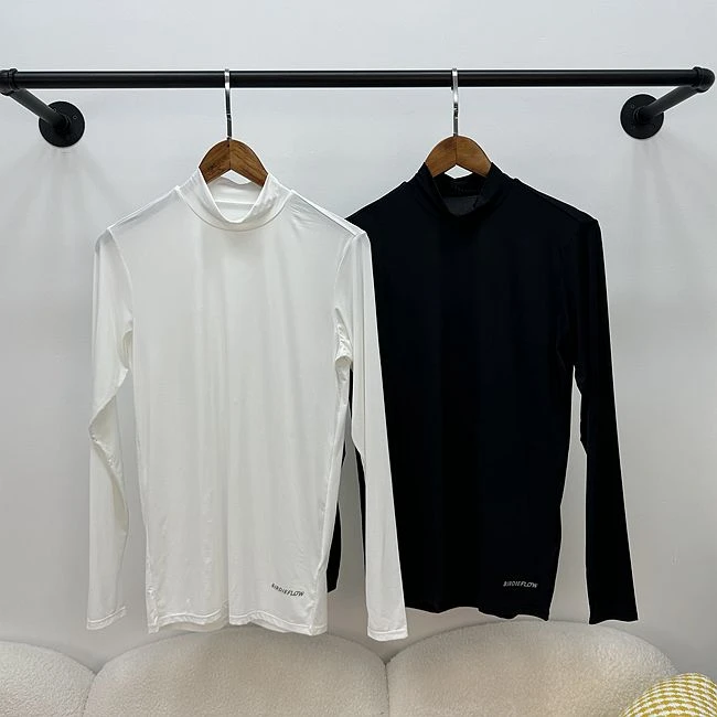 韩单高尔夫男士薄款四面弹凉感吸汗透气半高领长袖打底衫