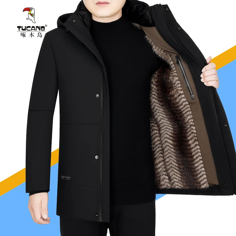 啄木鸟2024冬季新款高档男士棉衣加绒加厚棉服保暖防寒棉袄外套男