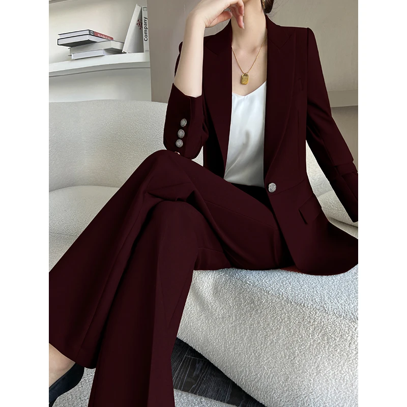 升级安克拉红高端西装套装高级感女装洋气修身女职业西装抗皱