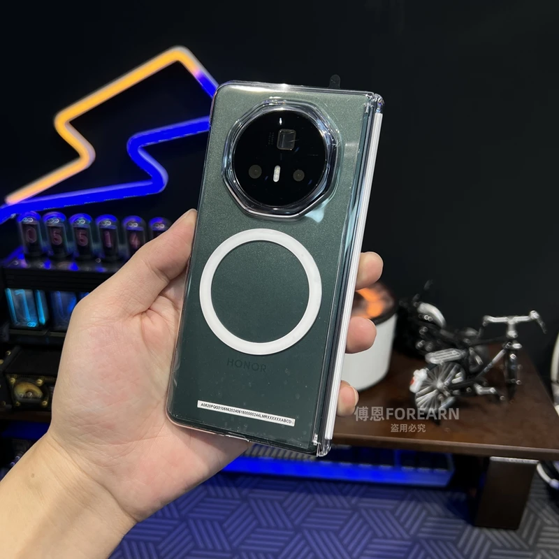 适用于荣耀magicv3手机壳折叠屏v3磁吸透明超薄中轴后壳保护套外