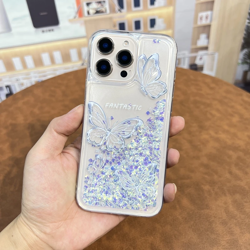 适用苹果16promax手机壳iphone16pro流沙女ins风支架防摔软保护套