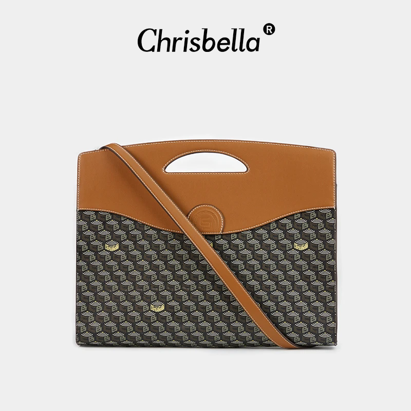 然厚 X CHRISBELLA新款秋冬电脑包可商务公文撞色手提包