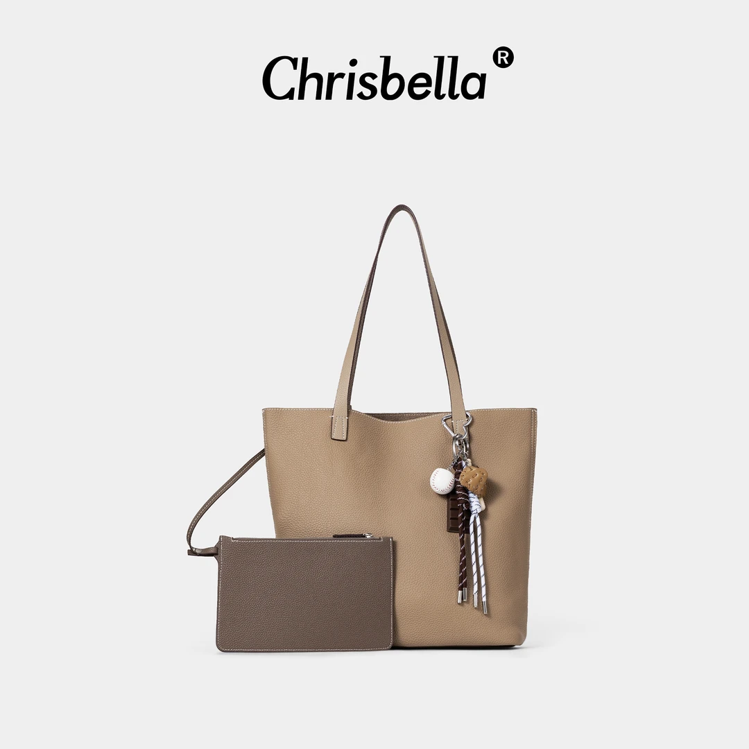 CHRISBELLA头层牛皮【TC】简约轻便单肩托特包