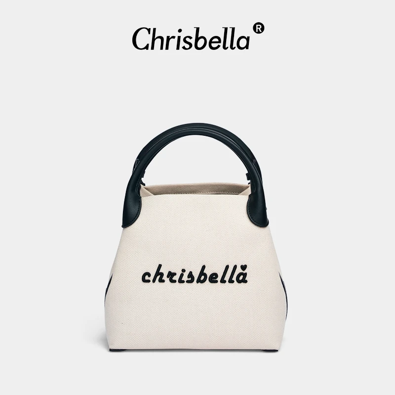 CHRISBELLA新款高级字母手提帆布可拆卸单肩斜挎包【不可用】