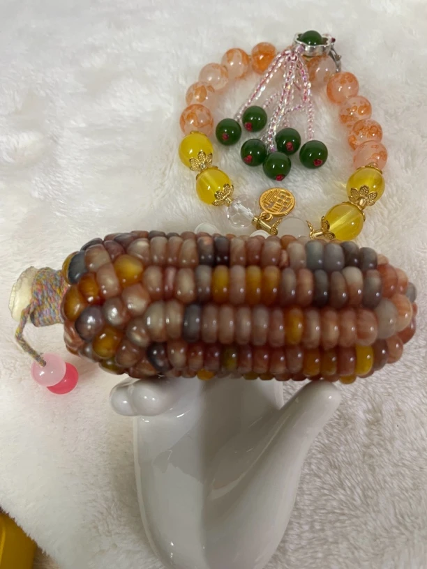 天然迷你文玩陶瓷玉米手把件，直播间一物一拍请勿私拍