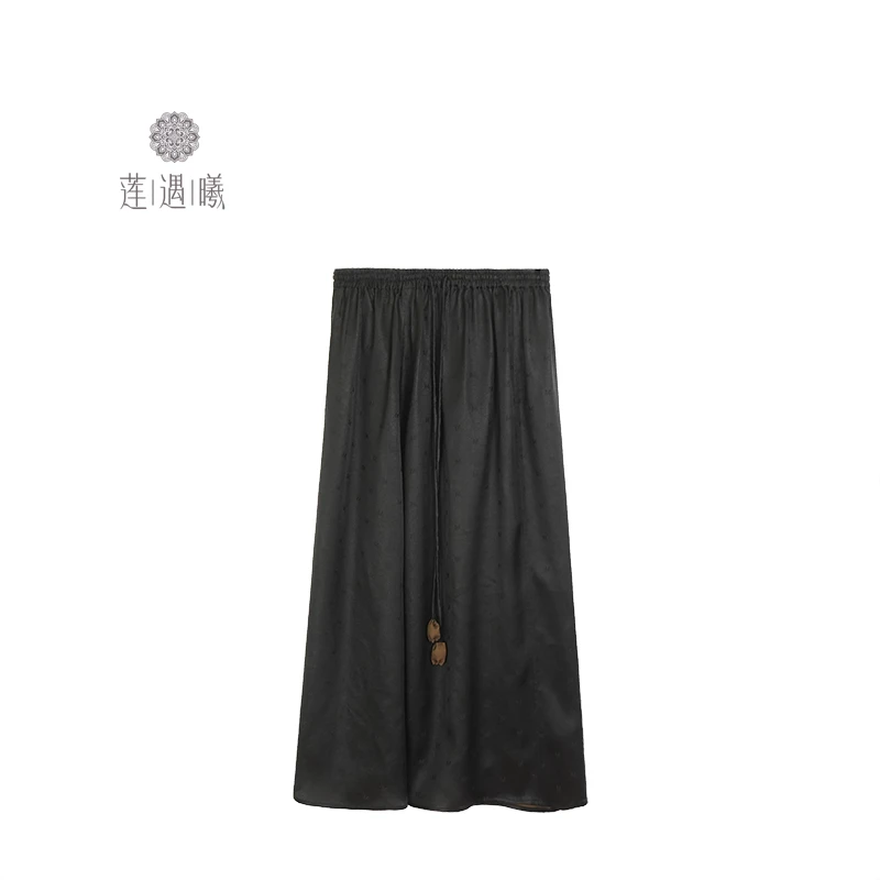 【秋凝】苑才桑波缎女式中国风半身裙莲遇曦时装24B47-641