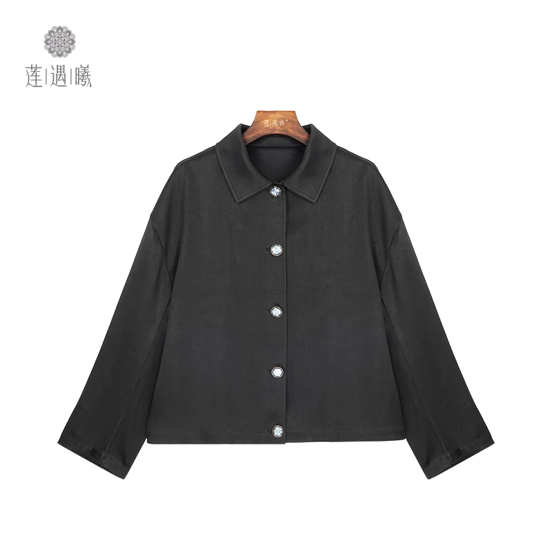 烟枭重缎皮子女式中国风上衣莲遇曦时装1c326686