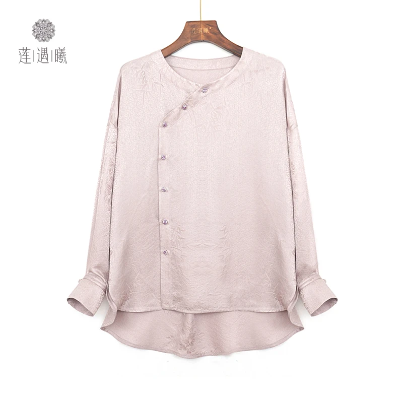 莲遇曦原创 非遗  二经绞罗.浅紫色上衣   桑蚕丝女装ZQ24A66-487